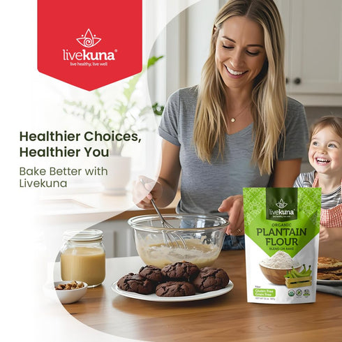 32oz LiveKuna Organic Plantain Flour - Gluten Free All Purpose Flour Alternative For Baking & Cooking Recipes - Grain