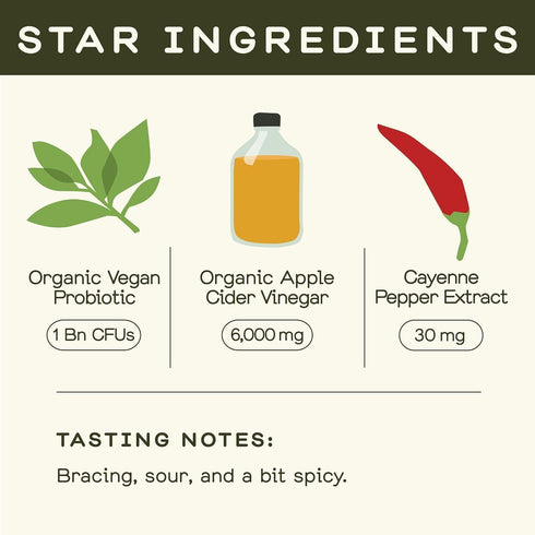 (2 Oz, Pack 12) Greenhouse Juice Organic Inside Job Wellness Shots, Cold Pressed Digestive Aid with Apple Cider
