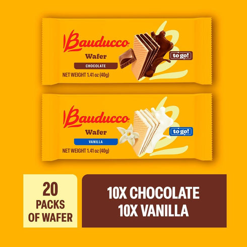 3 28.2oz (Pack 20) Bauducco Chocolate & Vanilla Wafer Cookies - Convenient Single Serve Wafer Cookies With Layers