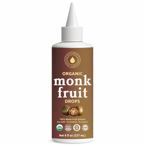 Organic Monk Fruit Liquid Sweetener Drops, 100% Pure Extract, Zero Sugar &