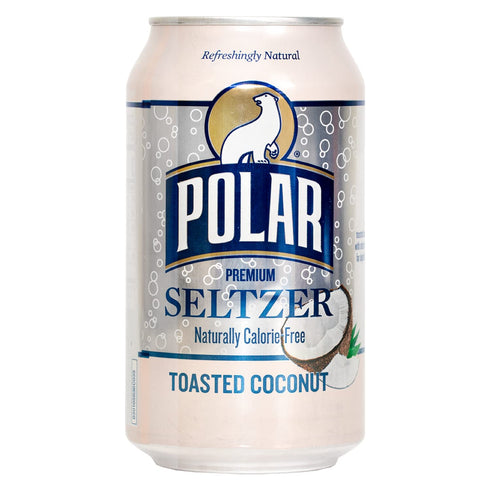 POLAR Seltzer Water, Toasted Coconut, 12 fl oz cans, 12 pack