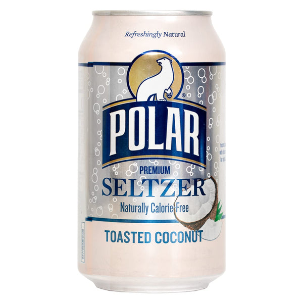 POLAR Seltzer Water, Toasted Coconut, 12 fl oz cans, 12 pack