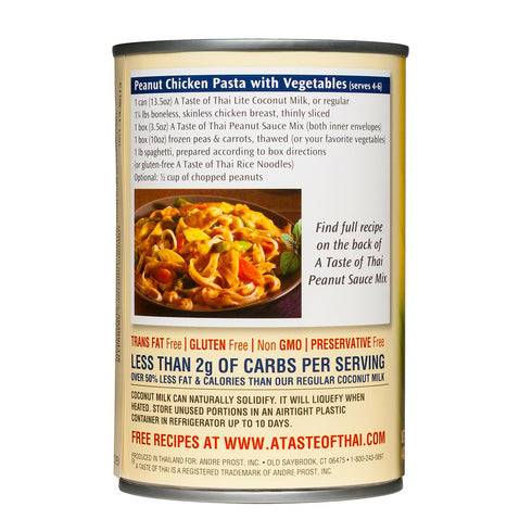 50% 13.5 Oz (Pack 12) A Taste of Thai Lite Coconut Milk Unsweetened | Canned, Ready to Use Coconut Cream, Less Fat