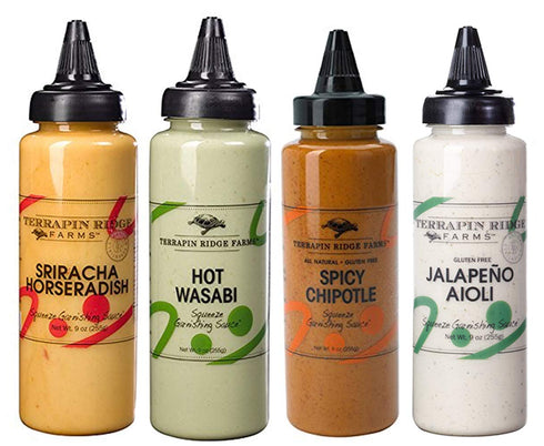 Terrapin Ridge Farms Flaming HOT 4-Pack Sriracha Horseradish, Spicy Chipotle, Jalapeo Aioli