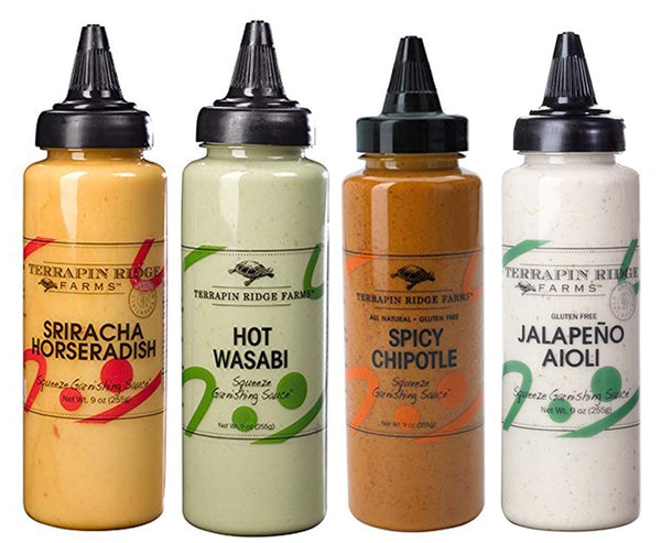 Terrapin Ridge Farms Flaming HOT 4-Pack Sriracha Horseradish, Spicy Chipotle, Jalapeo Aioli