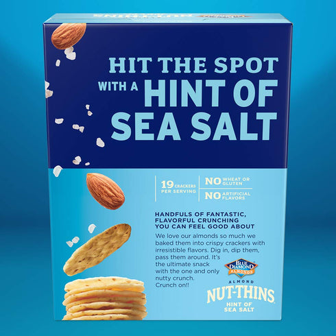 4.25 Oz (Pack 2) Blue Diamond Almonds Nut Thins Gluten Free Cracker Crisps, Hint of Sea Salt, Boxes
