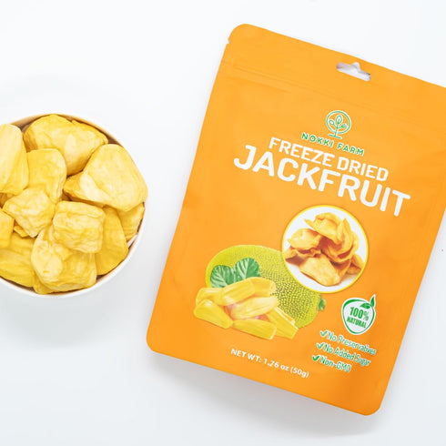 1.76 Oz NOKKI FARM Freeze Dried Jackfruit - Healthy & Exotic Tropical Superfood Snacks, No Added Sugar