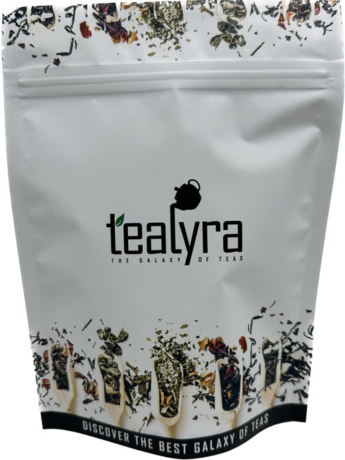 Tealyra Wild Blueberry Black Loose Leaf Tea Blend with Chrysanthemum - Caffeine Bold, All Natural Ingredients, 110g