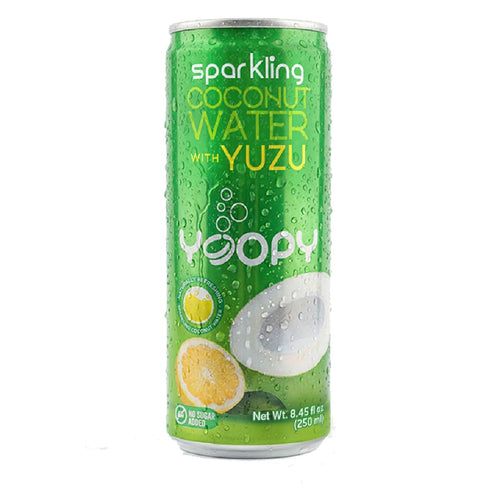 Yoopy Sparkling Coconut Water with Citrus-Inspired Yuzu Low Sugar Refreshing Drink, Healthy