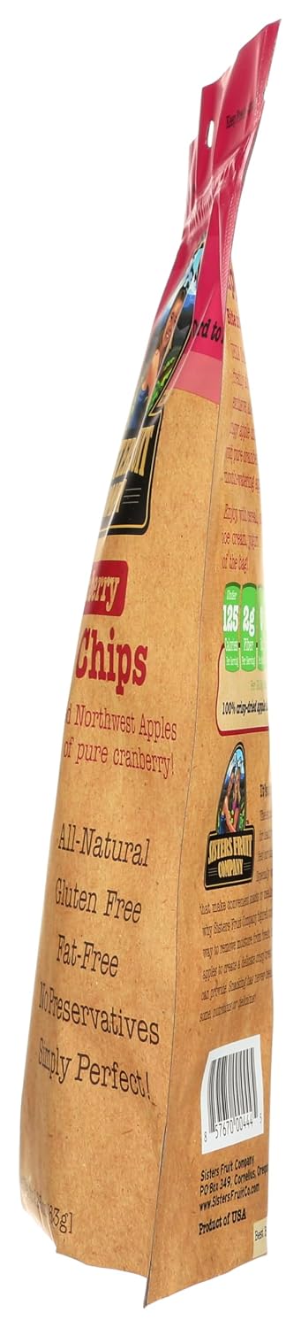 2.25 OZ. Sisters Fruit Company, Cranberry Apple Chips, All-Natural, No Preservatives, Fat-Free (Contains SIX Bags)