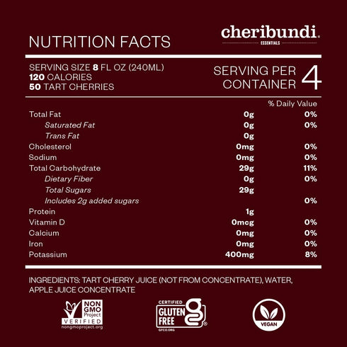 32 floz (6 Pack) Cheribundi Tart Cherry Juice Original | Tart Cherry Juice Sweetened with Apple Juice | Athletes