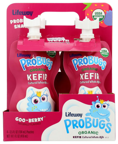 Lifeway Kefir Lifeway Organic Goo Berry Probugs Whole Milk Kefir, 3.5 Fluid Ounce -