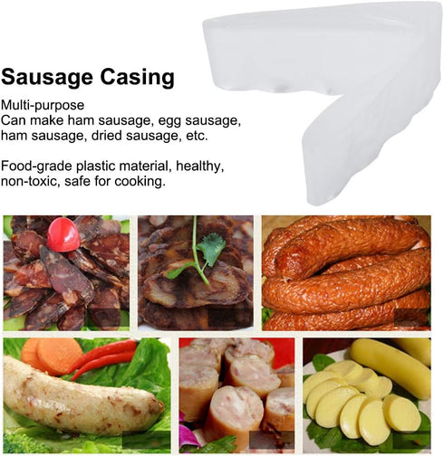 50m 50mm Topyond Plastic Sausage Casing x Food Grade Plastic Sausage Ham Hot Dog Casing, Inedible Shell for Sausage