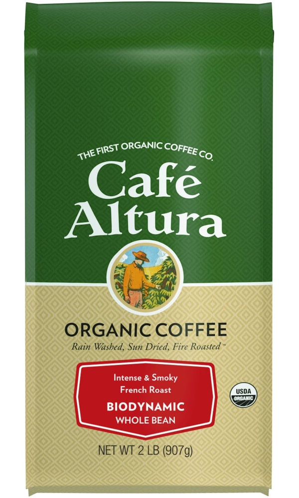 Cafe Altura Whole Bean Organic Coffee, Biodynamic French Roast, 2 lb Bag