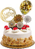 DIYASY Gold Happy Birthday Cake Topper Kit, 6 Pcs Confetti Balloon Paper Fans Acrylic Cake Toppers