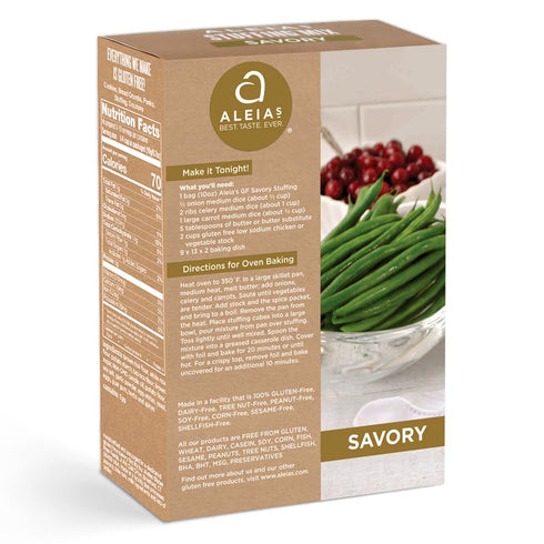 10oz (1 Pack) Aleias Gluten Free Savory Stuffing Mix Classic Holiday Stuffing for Turkey, Chicken & More Wheat Free
