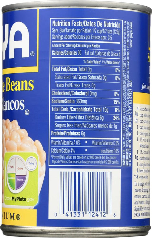 15.5 Oz. Pack 6. Goya Small White Beans Habichuelas Blancas
