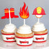 24 Pack Fireman Firefighter Cupcake Toppers - Fire Truck and Fire Extinguishing Cupcake Toppers for Birthday Party