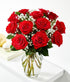 Dozen Stemmed From You Flowers - One Long Red Roses with Glass Vase | Fresh Flower Bouquets for Mother's Day, Birthday