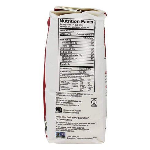2 lbs King Arthur Flour Organic Artisan All Purpose Flour