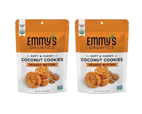 Emmy's Organics, Coconut Cookies - Peanut Butter, 6 oz (Pack of 2)