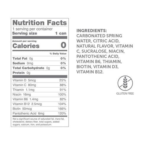 Get More 12 330ml 100% Vits Multivitamin Sparkling Spring Water Lemon & Lime, x Cans Sugar-Free, Low Calorie Vitamin