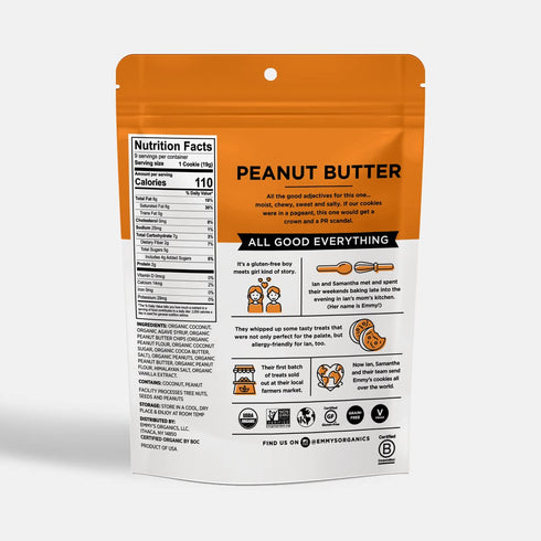Emmy's 6 oz (Pack 2) Organics, Coconut Cookies - Peanut Butter, of | Gluten-Free Organic Cookies, Vegan, Paleo-Friendly