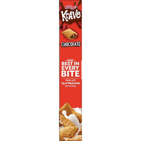 Kellogg's 11.4oz Krave, Breakfast Cereal, Chocolate, Filling Made with Real Chocolate, Box