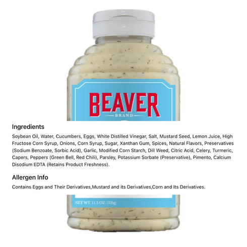 11.5 oz (Pack 6) Beaver Brand Tartar Sauce