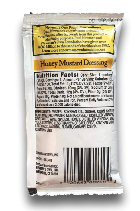 Newman Own 1.5 oz packets (Pack 25) Newmans Own Honey Mustard Dressing, of Portion Control