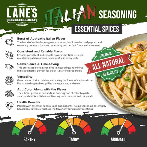 Lane's Italian Seasoning Blend Spices and Seasonings, All-Natural Italian Herbs Seasoning For Any Italian Inspired Dishes, Made in USA, 3 Oz (85g)
