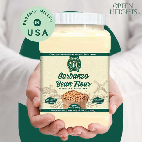 Green Heights 2.2 (1 23 Garbanzo Bean Flour by , Pound Jar KG) Rich Protein Source/ Makes Delicious Vegan Omelets GMO