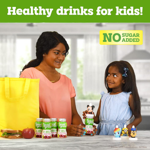 good2grow 100% 24 Pack, 6 oz, Pack 24 Fruit Punch Flavored Juice for Kids - Juice Bottles Bulk Reusable Bottle, No