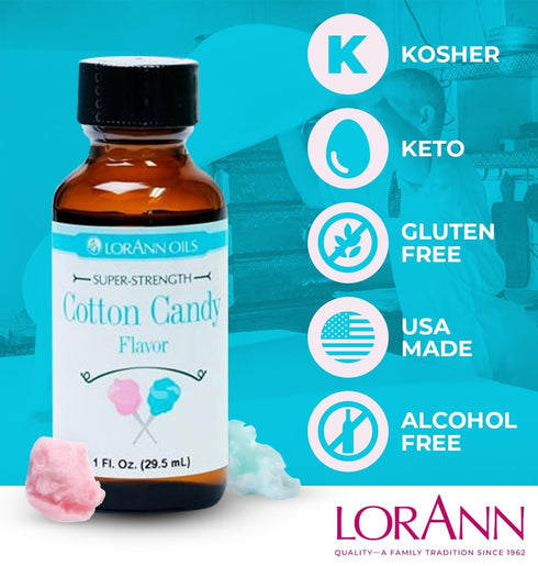 LorAnn Oils Super Strength Flavoring, Cotton Candy, 1 fl oz, 4X Stronger for Candy Making & Baking