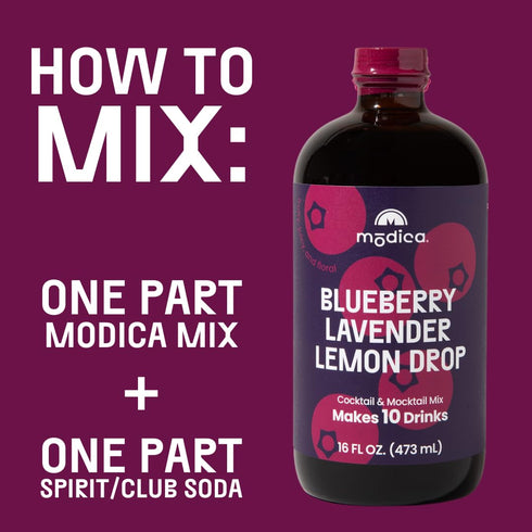 (10 Modica Bluberry Lavender Lemon Drop - Premium Non-Alcoholic Cocktail & Mocktail Mixer Servings) Created by