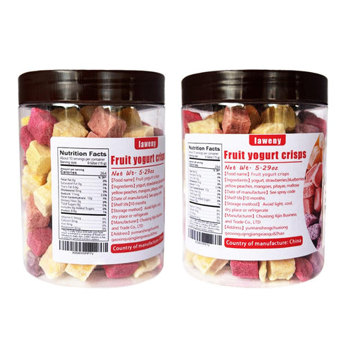 laweny 5.3 ounces/150 Freeze dried yogurt chunks grams, crispy skin mixed with fruit flavors, strawberry, peach, dragon