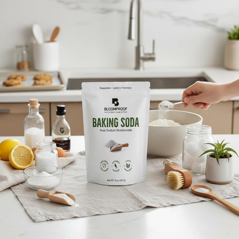 BloomProof 10 oz, 100% Baking Soda Sodium Bicarbonate, Pure & Natural, Premium Food Grade, Resealable Pouch for Baking