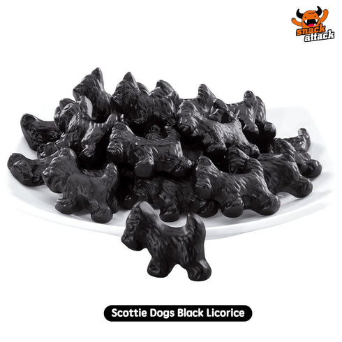 1lb Snack Attack Black Licorice Scottie Dogs Soft Chewy Candy with Real Licorice Root & Pure Anise, All-Natural, Gluten