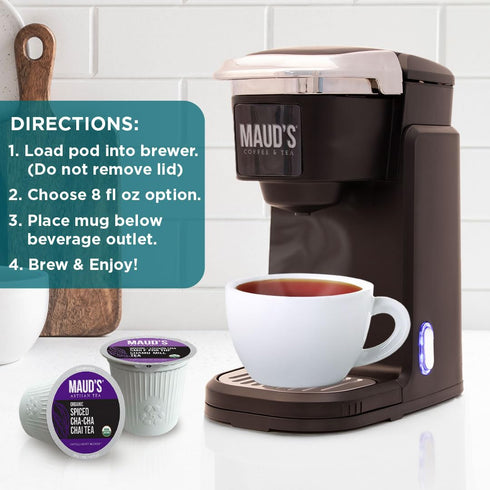9 Pack, 48 9 100% Maud's Blend Organic Tea Pods Variety ct, Assorted Flavors, Single Serve Pods Gourmet Blended Tea