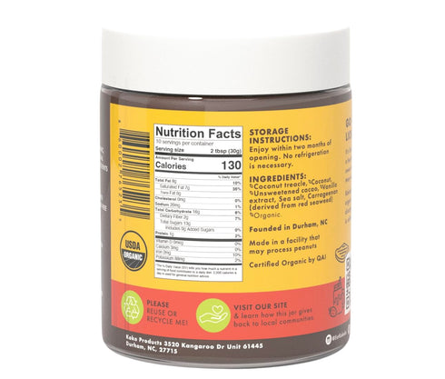 (11oz Kokada Coconut Spread, Brownie Jar) - Peanut Free, School Safe Snack, Organic Ingredients, Vegan, Gluten Free