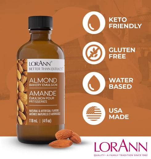 16 Oz LorAnn Oils Almond Bakery Emulsion: True Essence, Ideal for Boosting Fruit Tones in Cakes, Cookies & Desserts