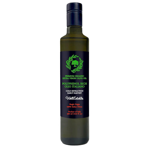 WellEatable High +1,200 mg/kg Polyphenol Rich Olive Oil, Award-Winning Early Harvest, Organic