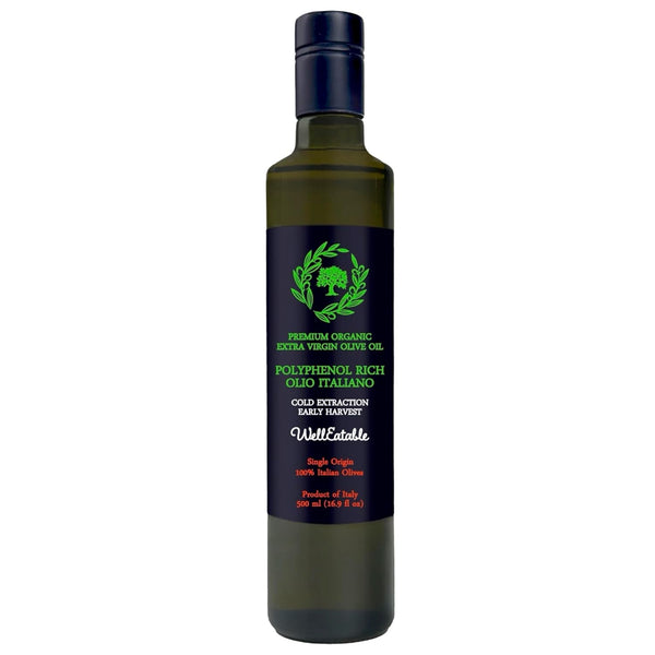 WellEatable High +1,200 mg/kg Polyphenol Rich Olive Oil, Award-Winning Early Harvest, Organic