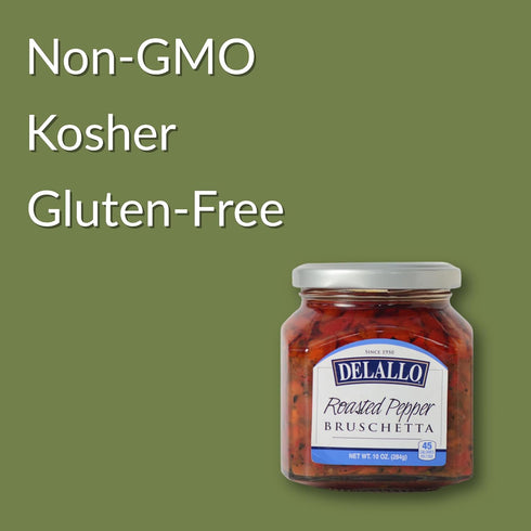 10 oz (2 Pack) DeLallo Roasted Red Pepper Bruschetta, Gourmet Spread with Sweet Red Bell Peppers in Olive Oil, Non-GMO