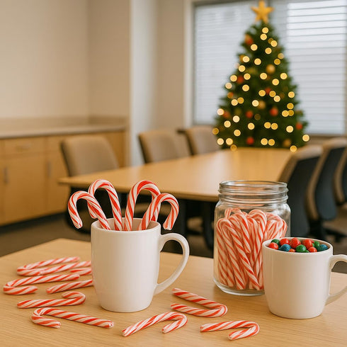 Muchai Innovations 120 Pack Candy Canes Peppermint Flavored Pieces Individually Wrapped Red & White - Holiday Edible