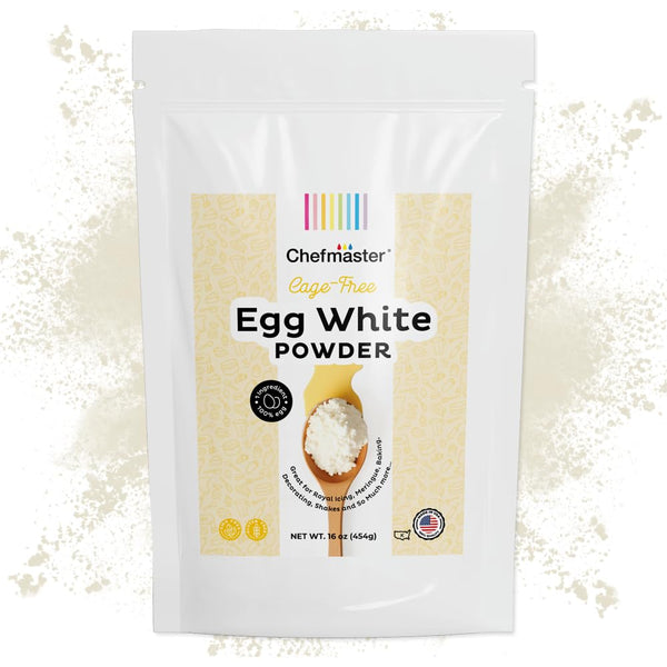 Cage-Free Egg Whites Powder by Chefmaster, Pasteurized, Gluten Free & Non-GMO, Baking,