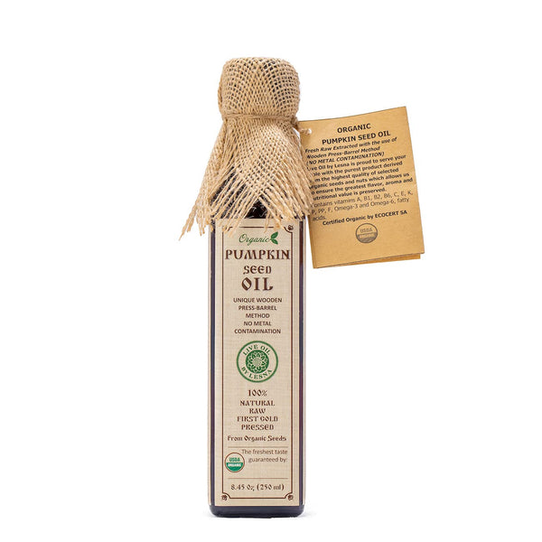 Organic Raw Cold-Pressed Pumpkin Seed Oil - 8.45 oz USDA Certified, Freshly