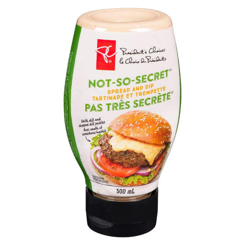 PRESIDENT'S CHOICE 300ml/10.1 oz, Not-So-Secret Spread and Dip, fl. Imported from Canada}