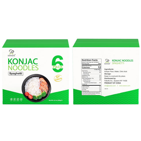 8.8 oz (250g)*6 Pack, Soeos Konjac Noodles, Spaghetti Pasta, Low Calorie, Low Carb, Keto and Paleo Friendly Shirataki