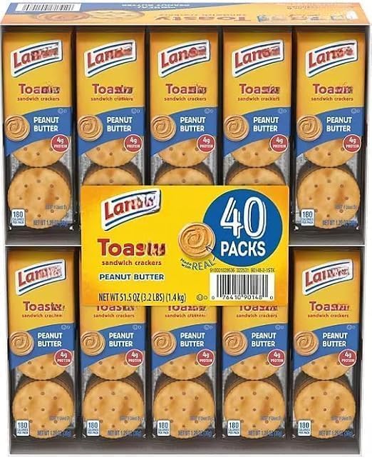 Generic Lance Toasty Peanut Butter Sandwich Crackers 40 Pack, Real Peanut Butter Filling,